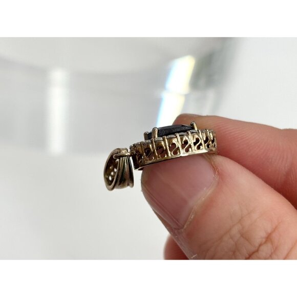 Smokey Quartz & CZ Faceted Halo Sterling Silver 925 Vintage Pendant - Picture 8 of 9